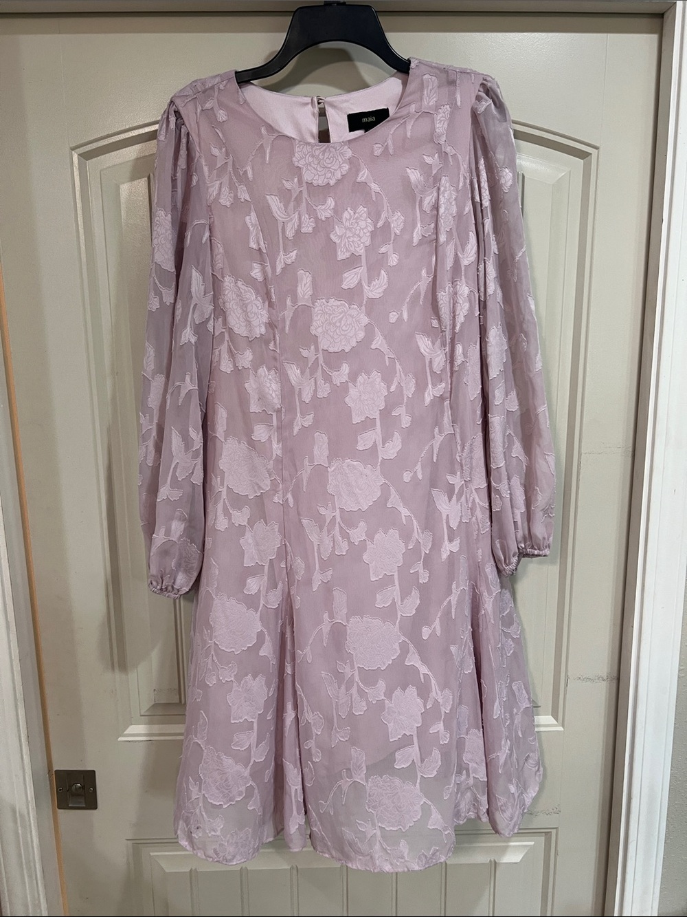 Sheer Floral Embroidered Midi Dress in Dusty Pink